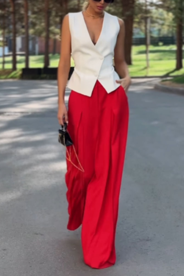 Vest \u0026 Wide Leg Pants Two-piece Set