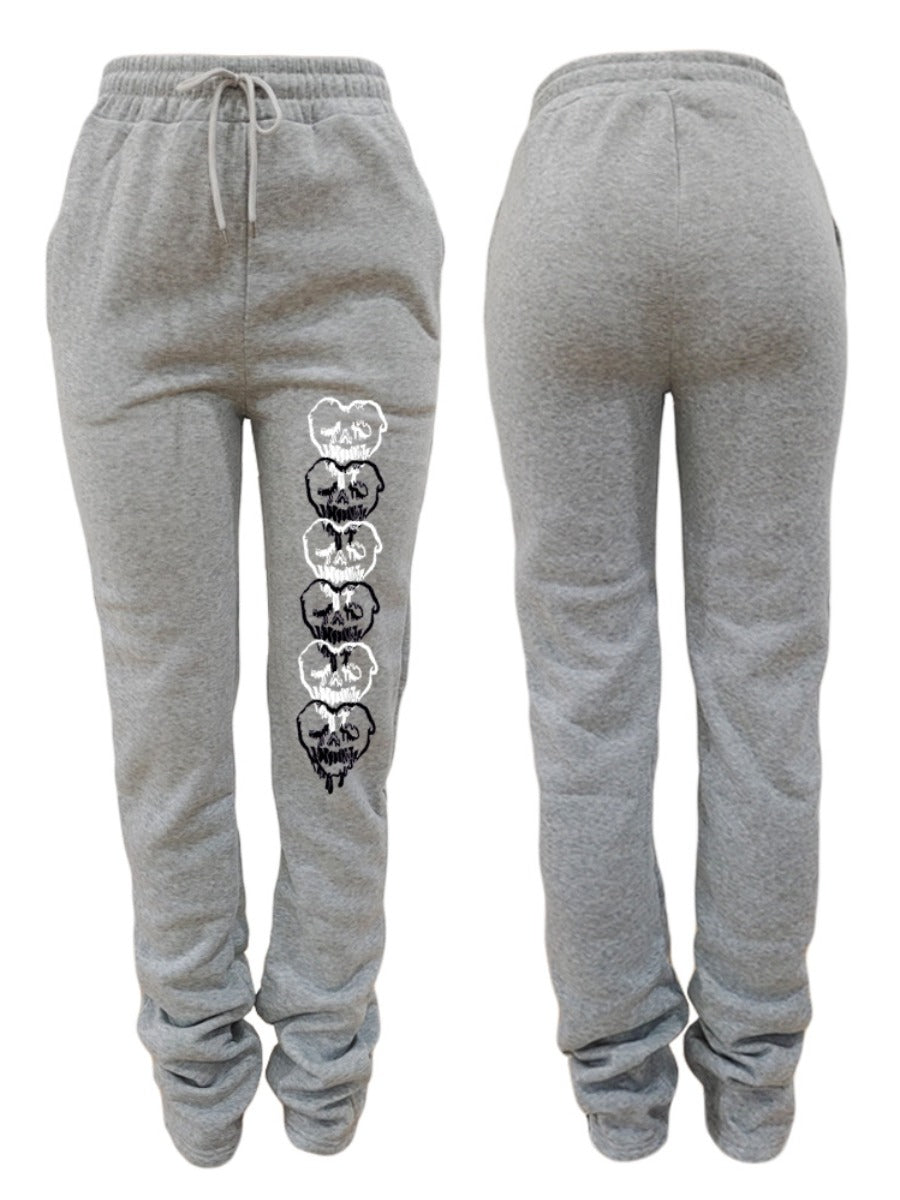 High Waist Heart Print Drawstring Sweatpants Ac2040