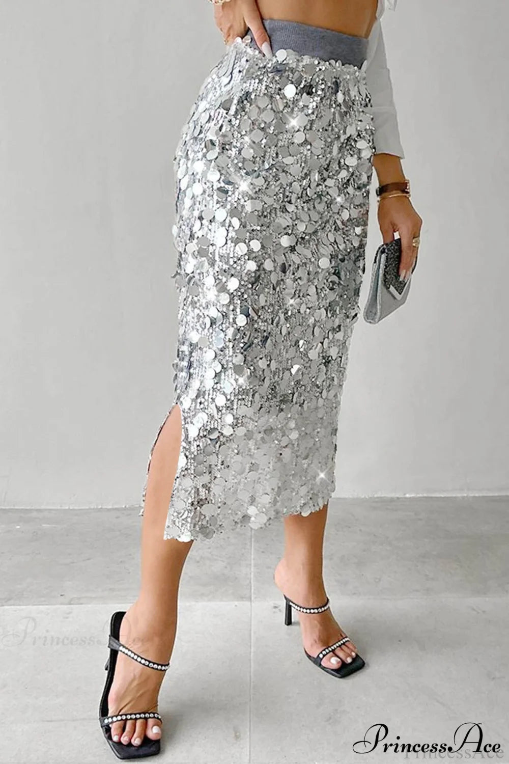Sequin High-waist Bodycon Midi Skirt