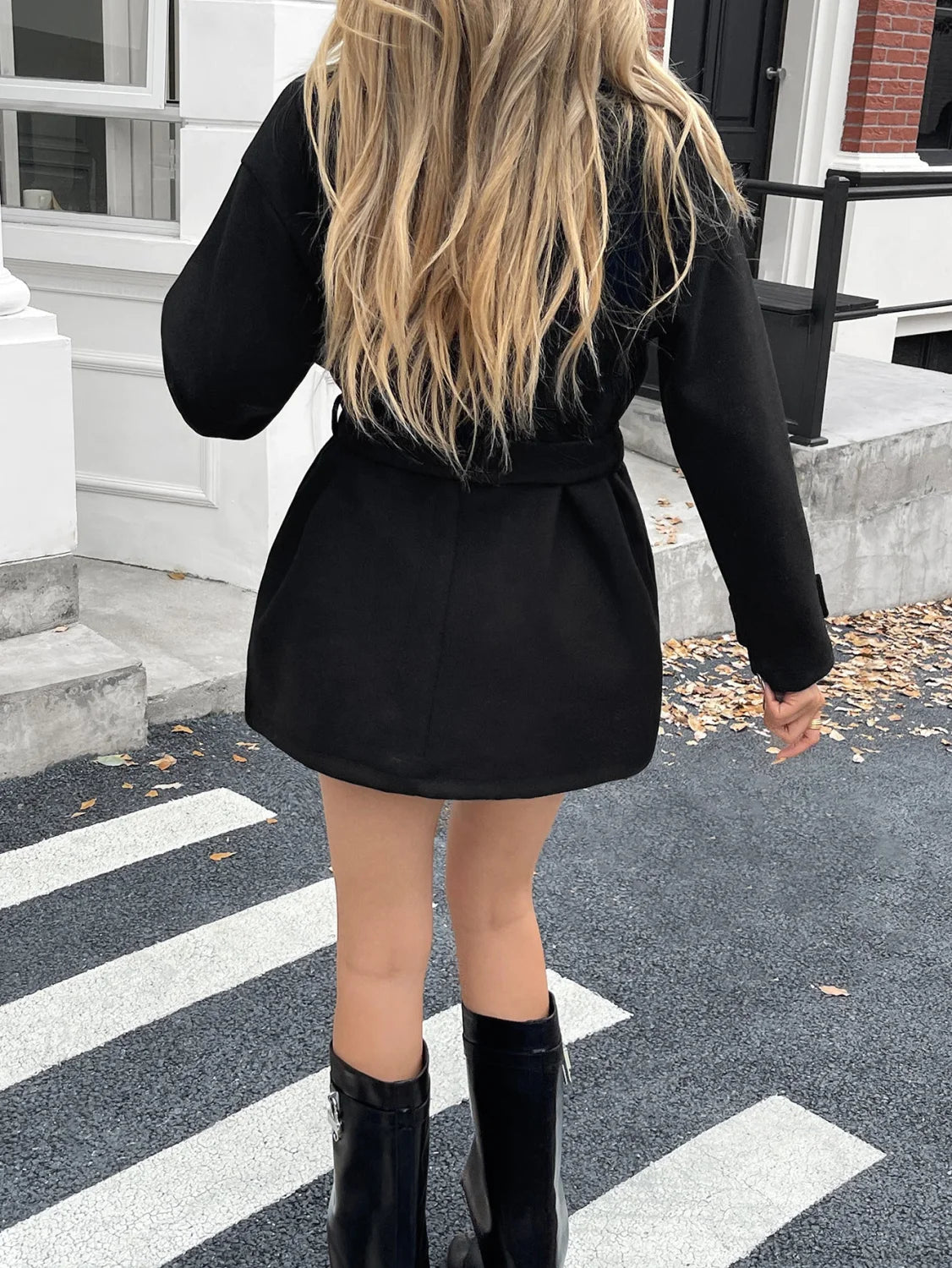 Color Belted Wool Blend Coat
