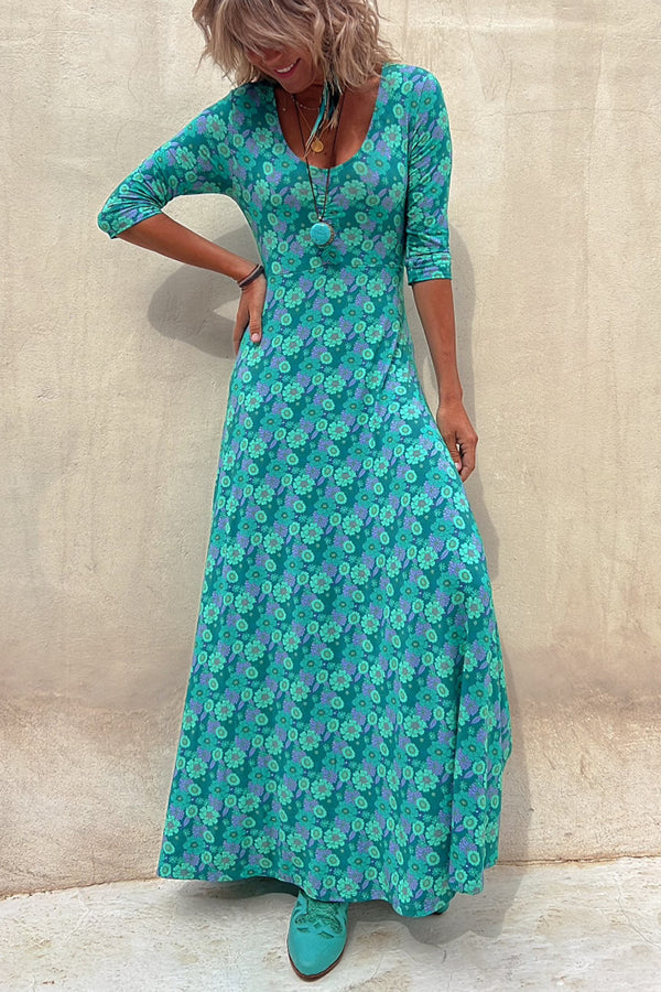 Iconic Crush Half Sleeve Elastic Maxi Dress