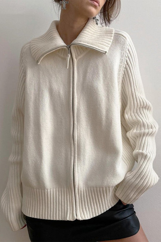 Loose Collared Slouchy Knit Cardigan