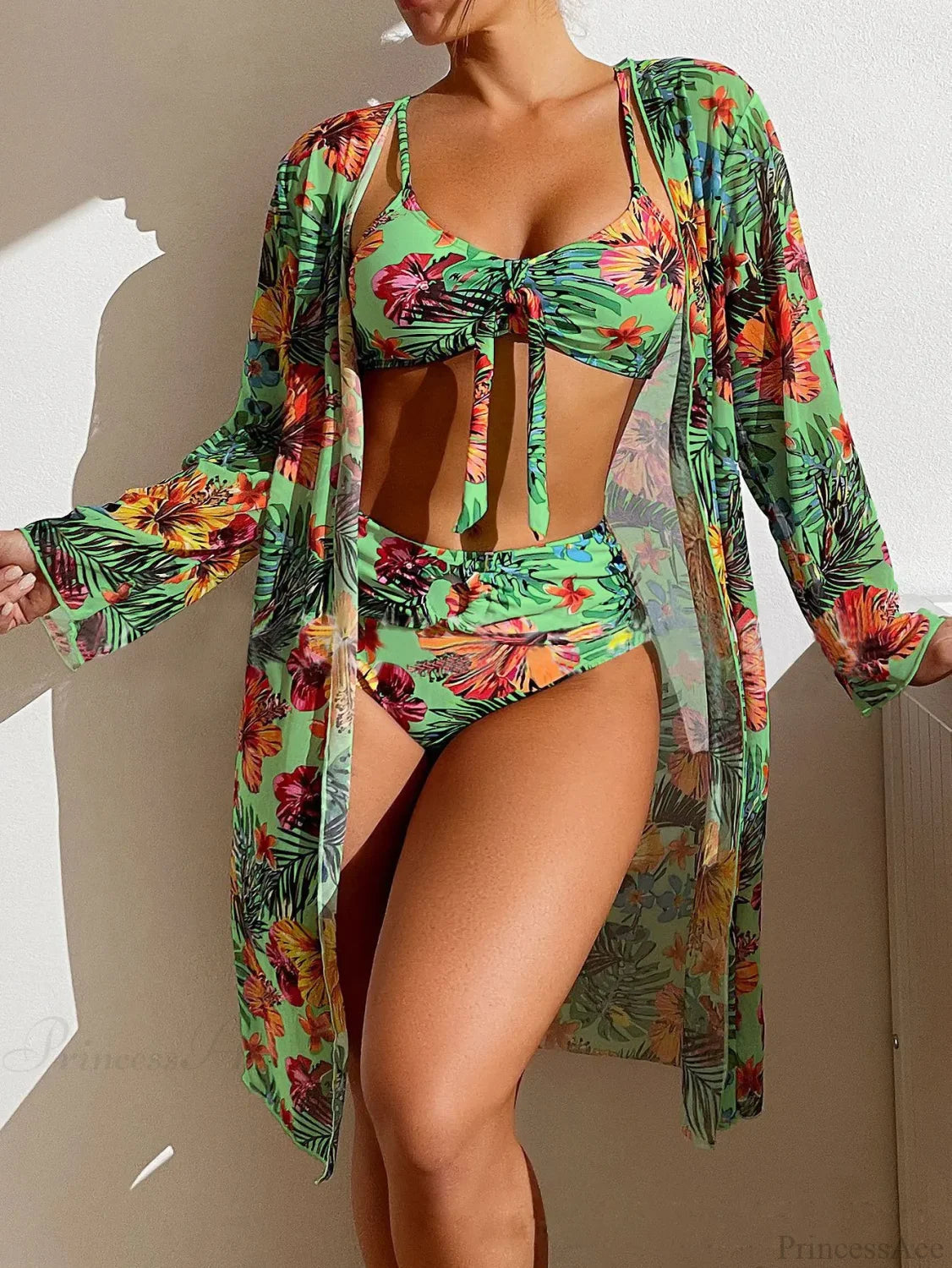 Mesh Blouse Bra Two Piece Set