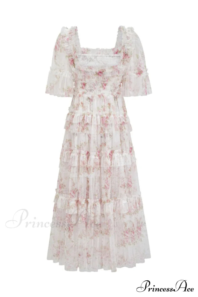 Tulle Ruffle Charming Layered Maxi Dress