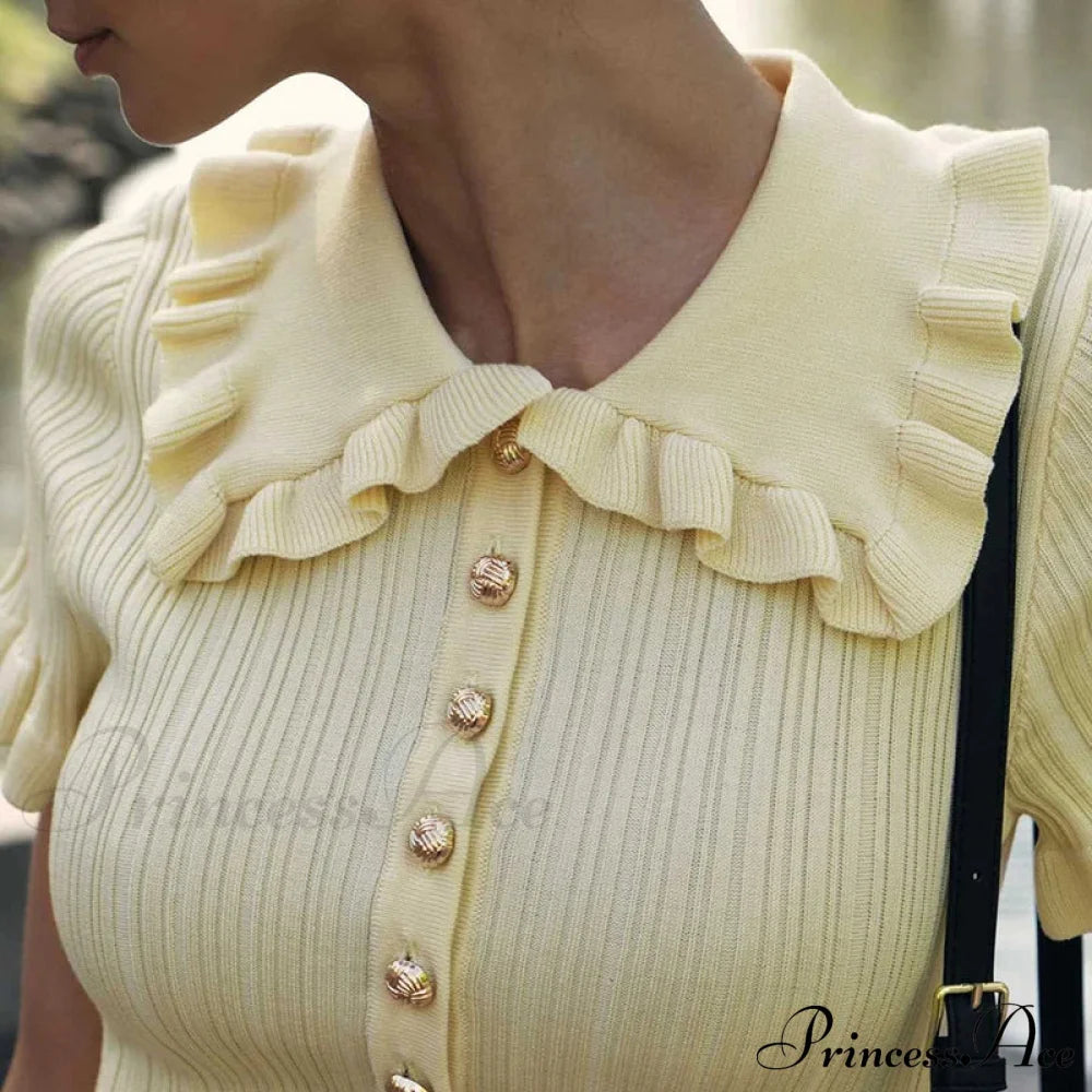 Frill Collar Short Charming Sleeve Mini Dress