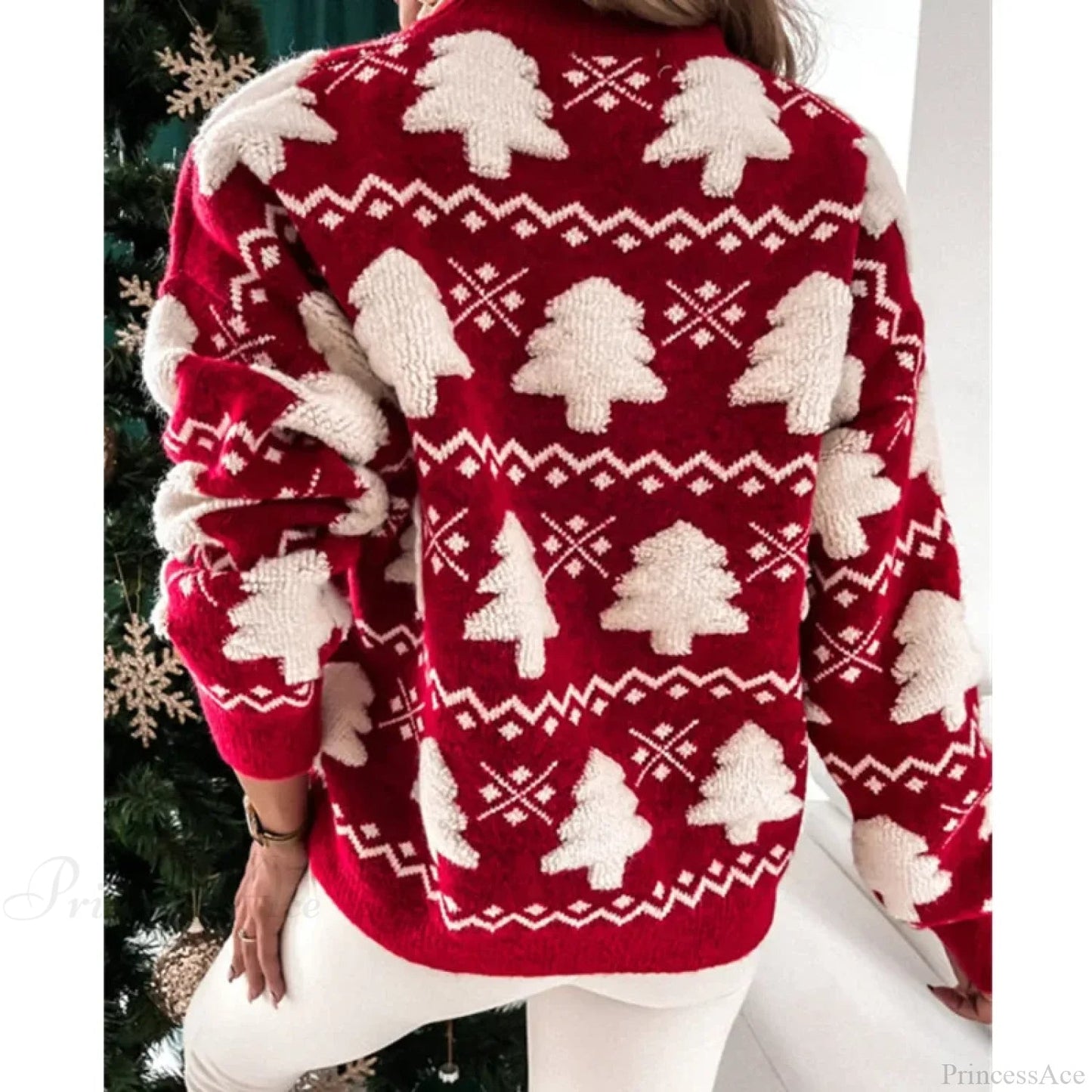 Half Turtle Collar Towel Embroidered Long Sleeve Autumn Winter Pullover Christmas Sweater