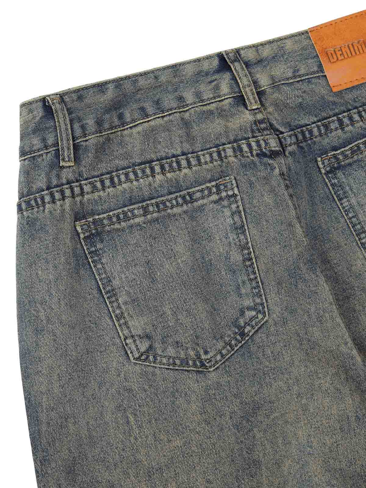 Two-tone Faded Denim Pants