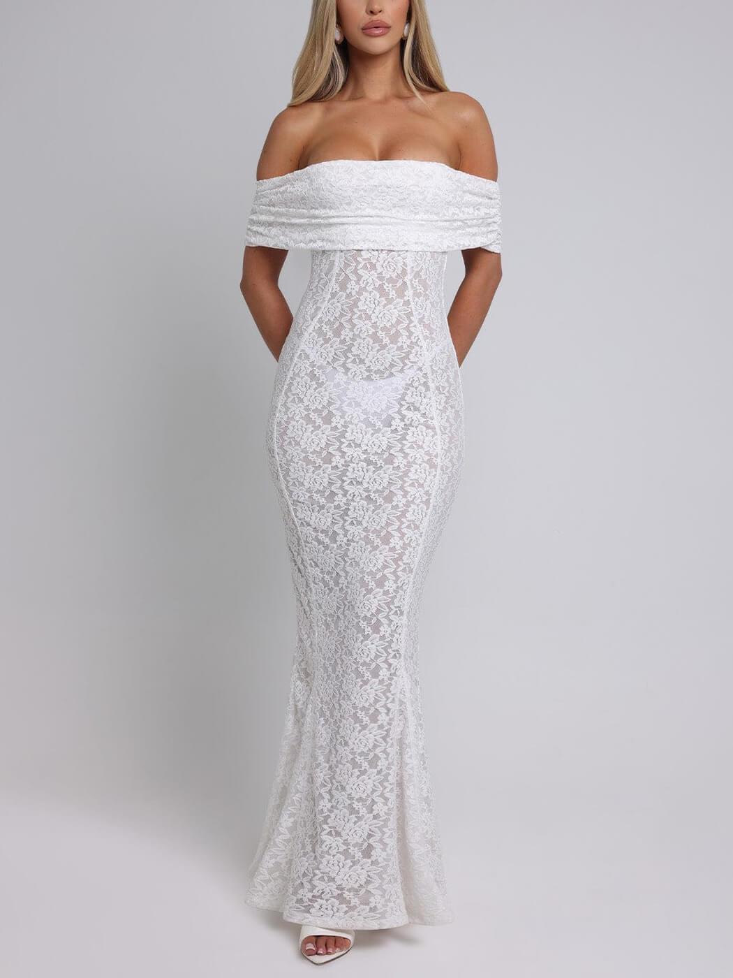 Lace Fishtail Maxi Dress