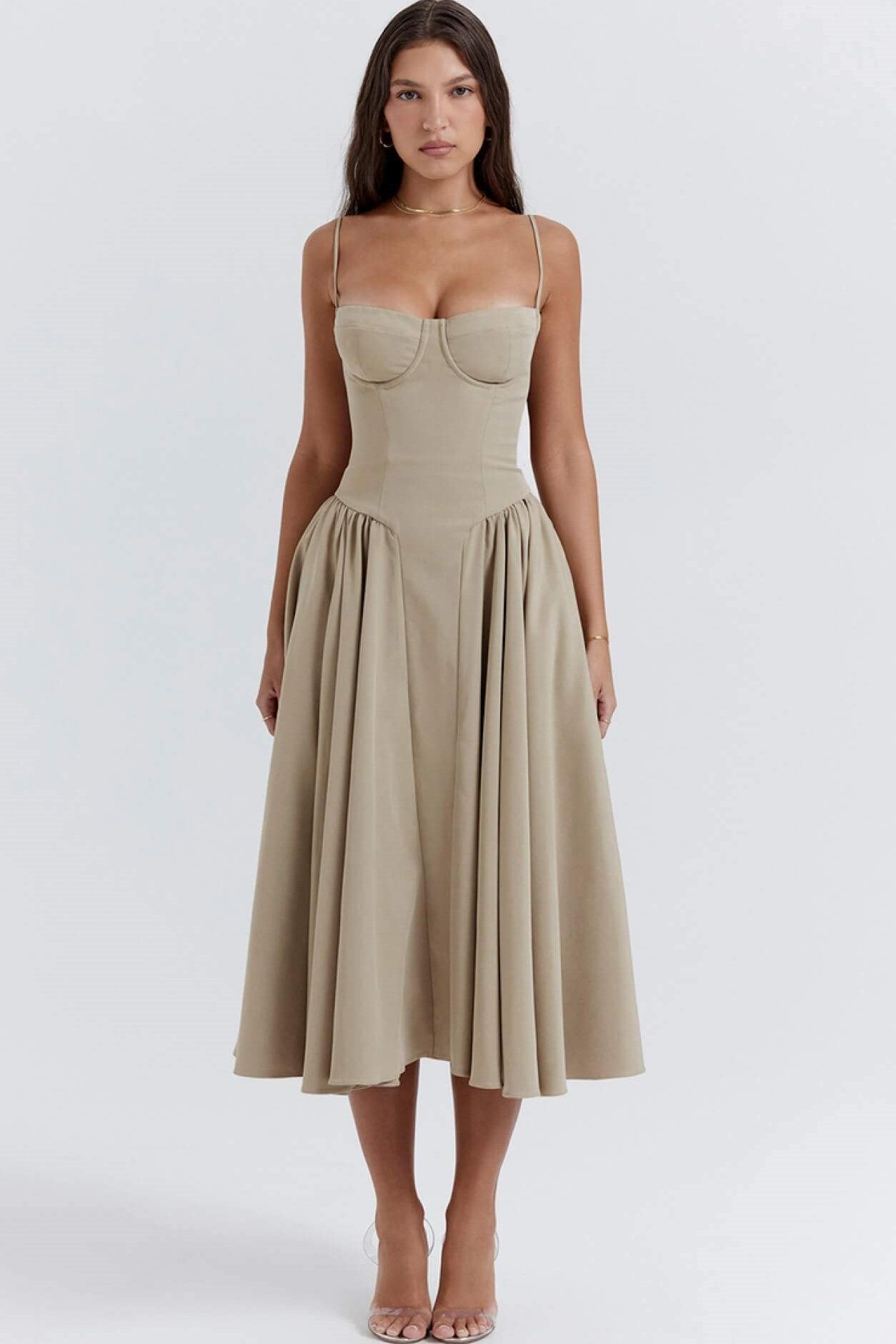 Sweetheart Neck Midi Dress