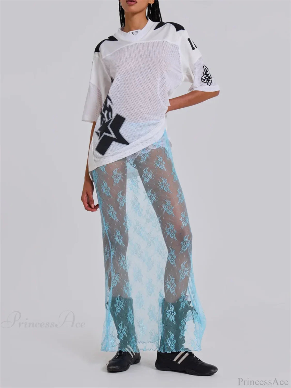 Lace Sheer Maxi Split See Through Cover Up Beach Skirt