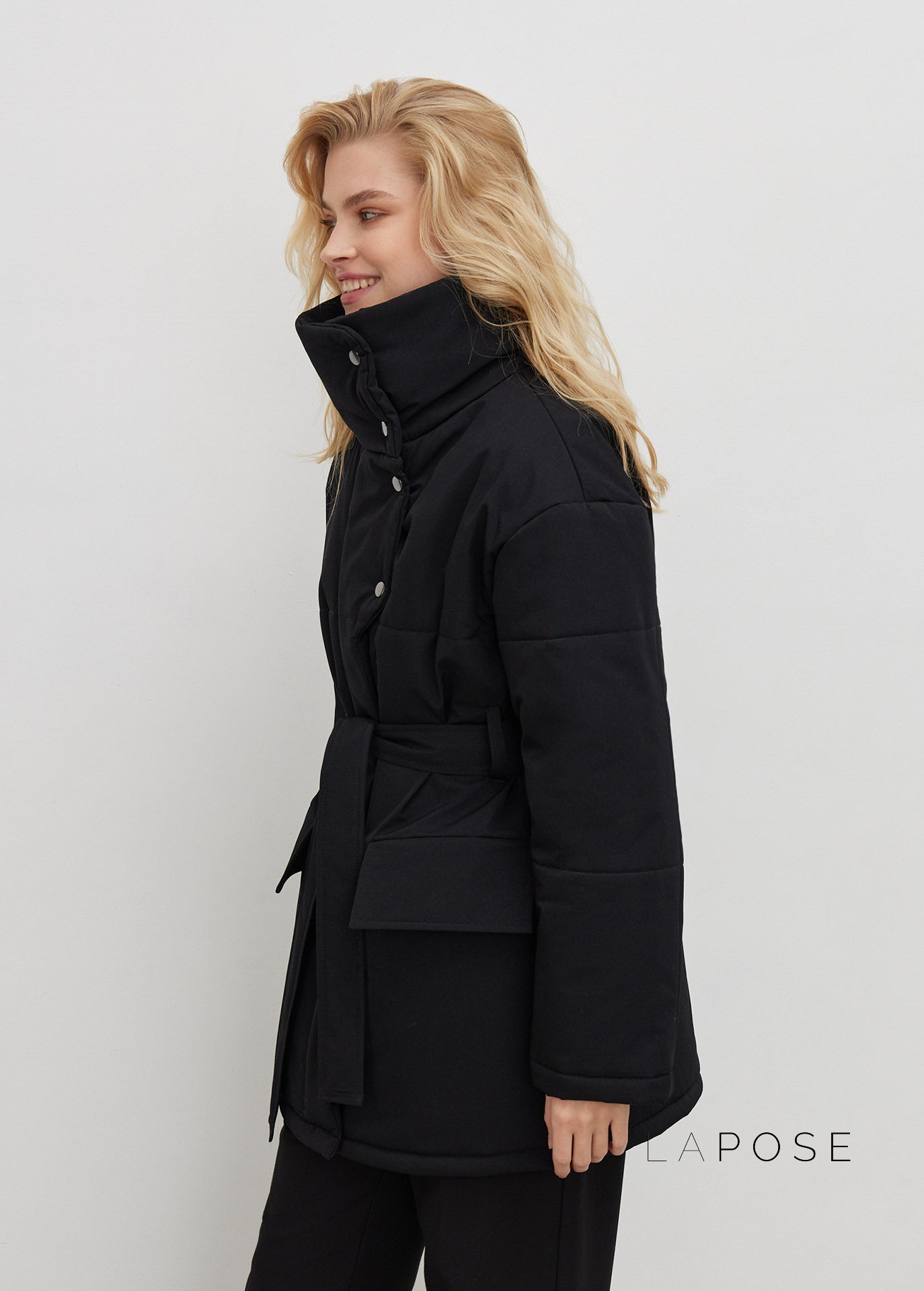 Collette Belted Stand Collar Coat