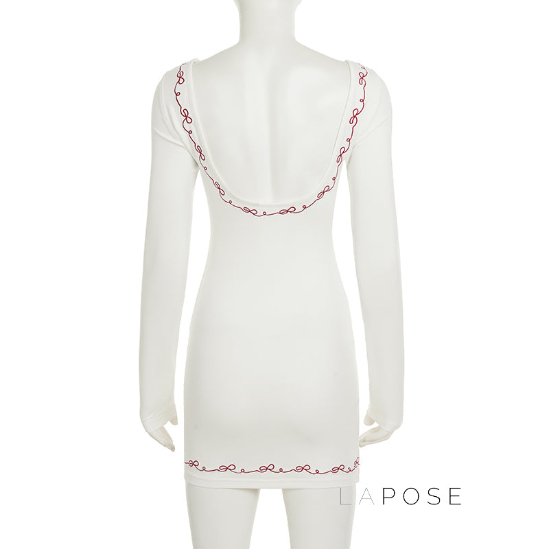 Frida Embroidered Long Sleeve Mini Dress