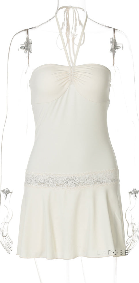 Haydee Lace Halter Mini Dress