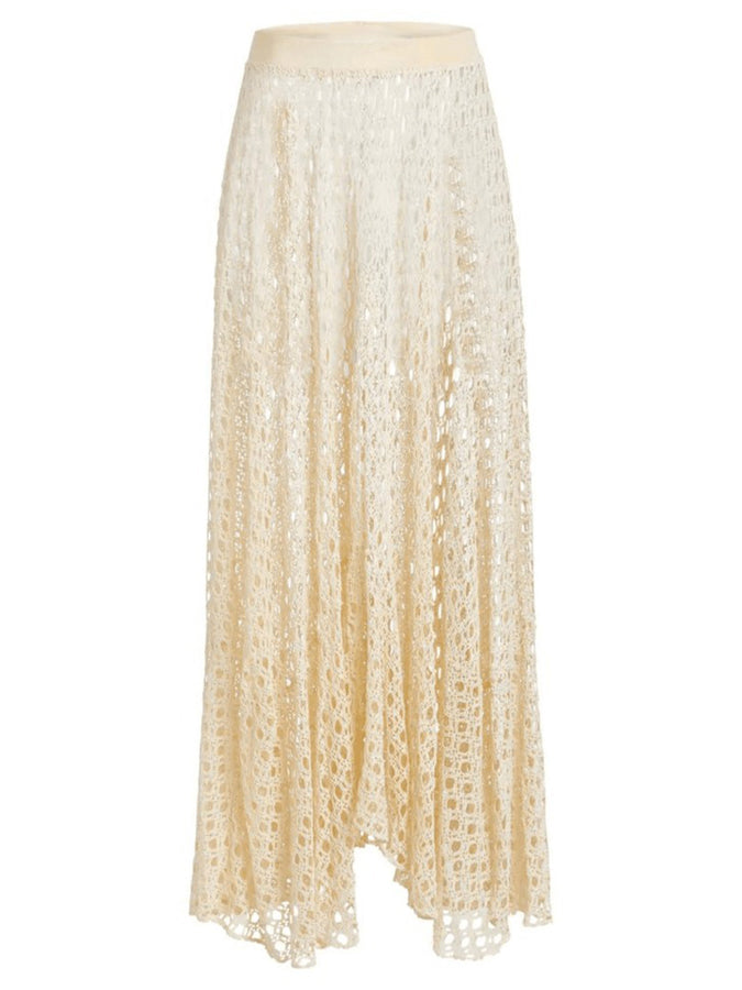 Natural Cutout Stretch-jersey and Crochet-knit Maxi Swimsuit and Skirt