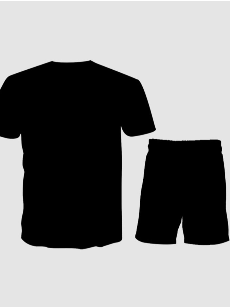 Beer Letter Print Drawstring Shorts Set Ar70119