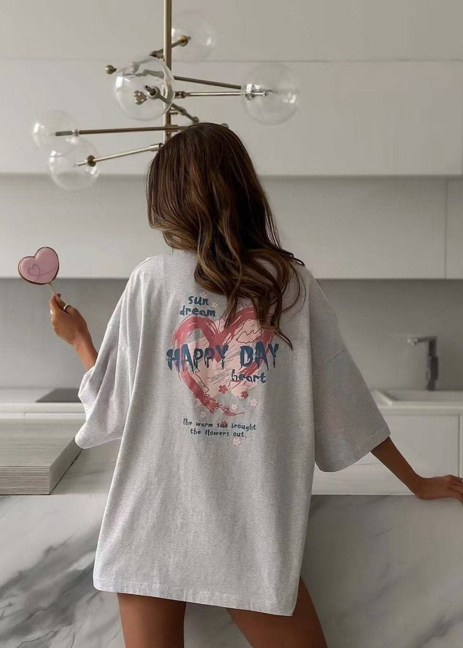 Cloudy Heart - Oversized Graphic T-shirt