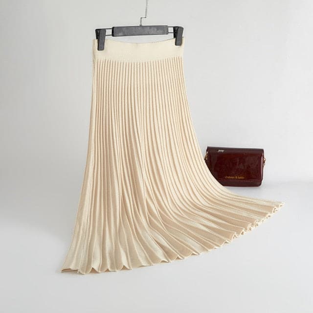 Rib Knitted Large Swing Maxi Long Skirts