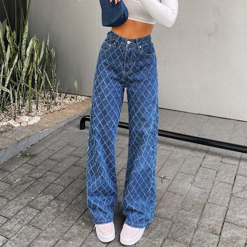 Woman Jeans Straight High Waist Pants