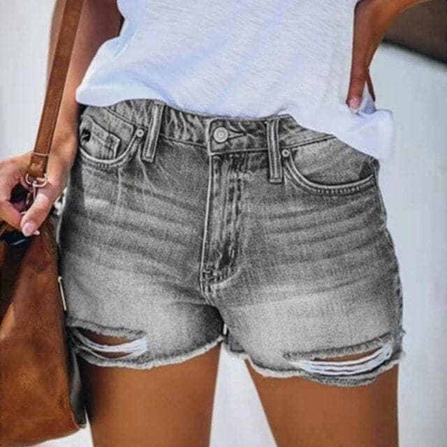 Black Blue Gary Stretch Pockets Denim Shorts Frayed Edge Ripped Hot Shorts New Jeans Y2k Cloth
