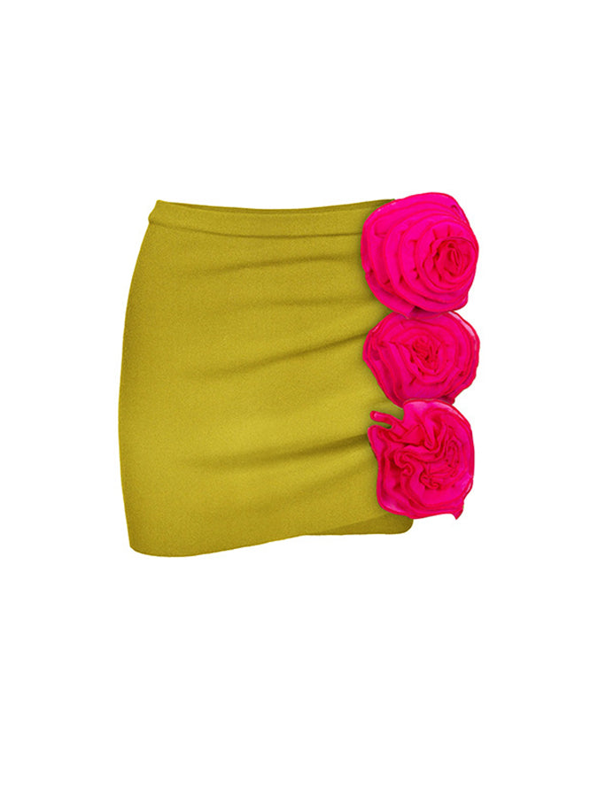 Cut-out 3d Flower One Piece Swimsuit and Skirt