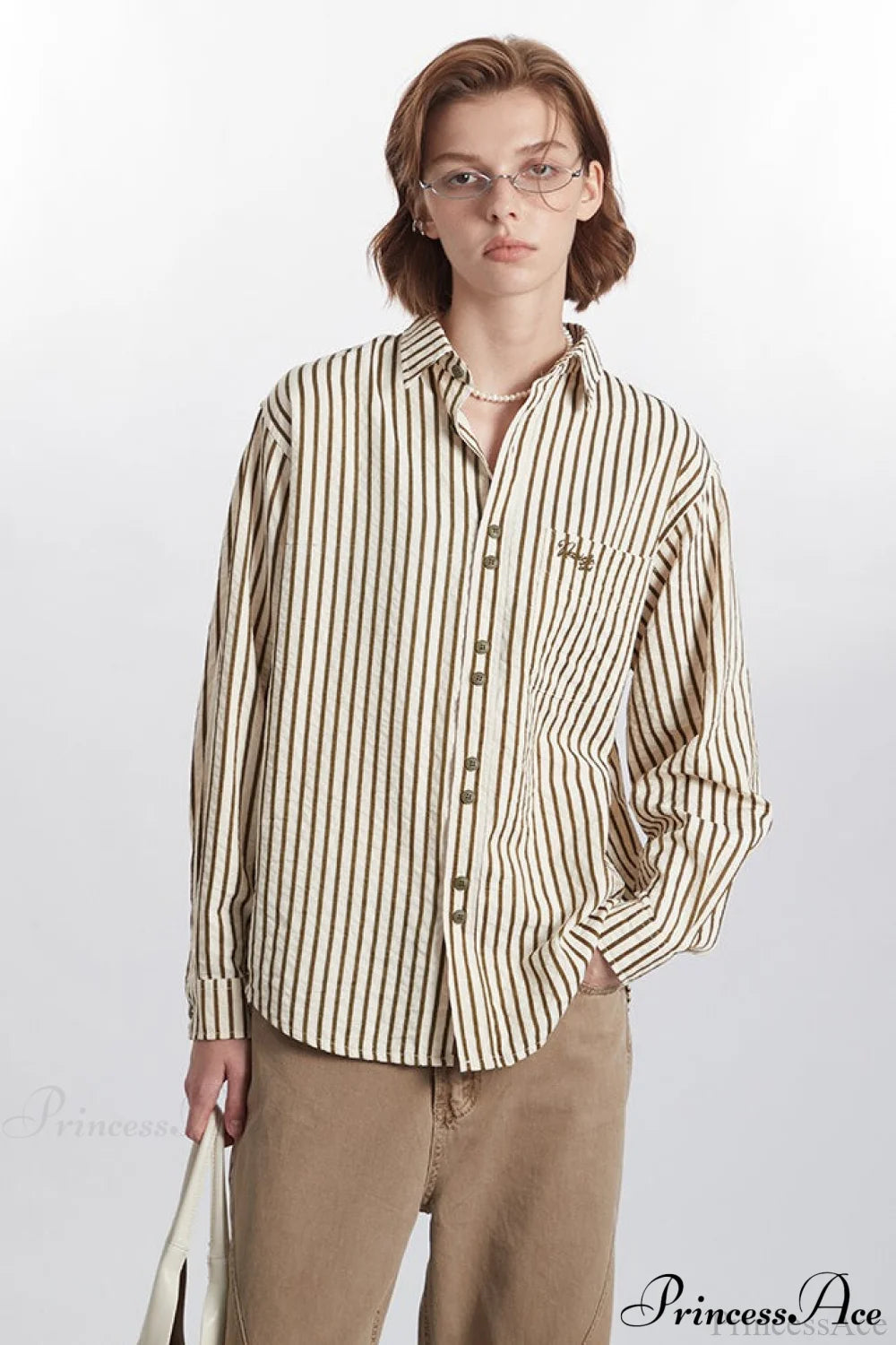 Striped Long-sleeve Retro Blouse