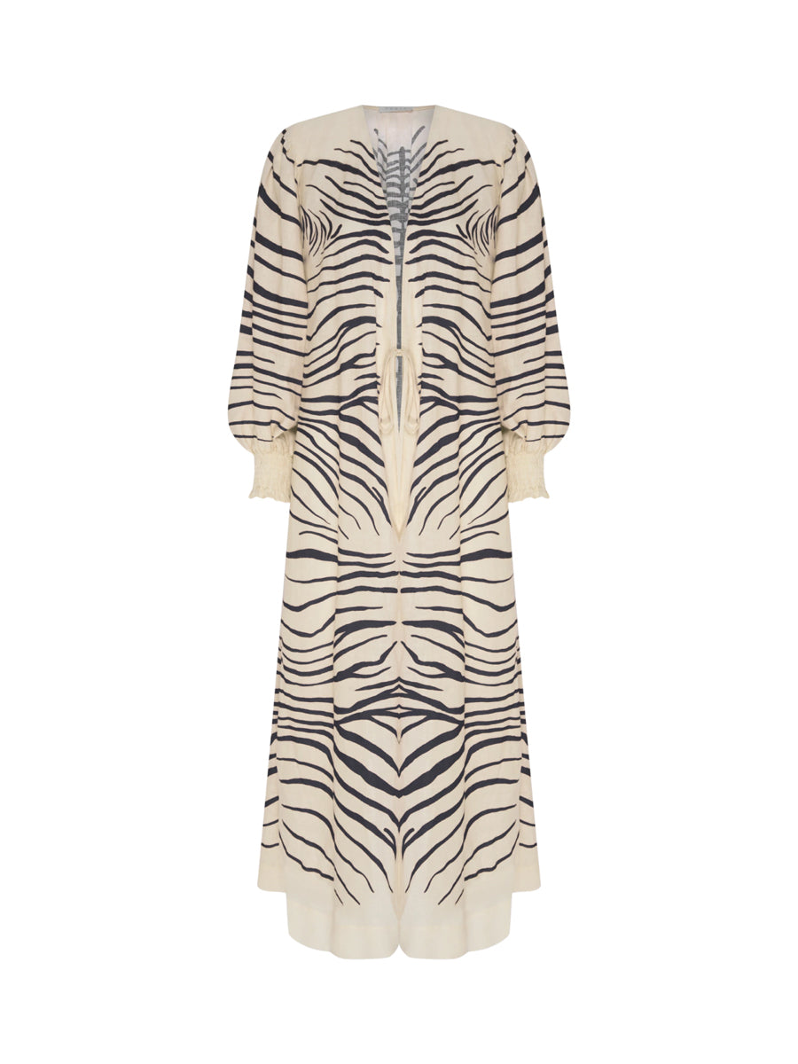 Zebra Print One Piece Swimsuit and Shirt Long Skirt