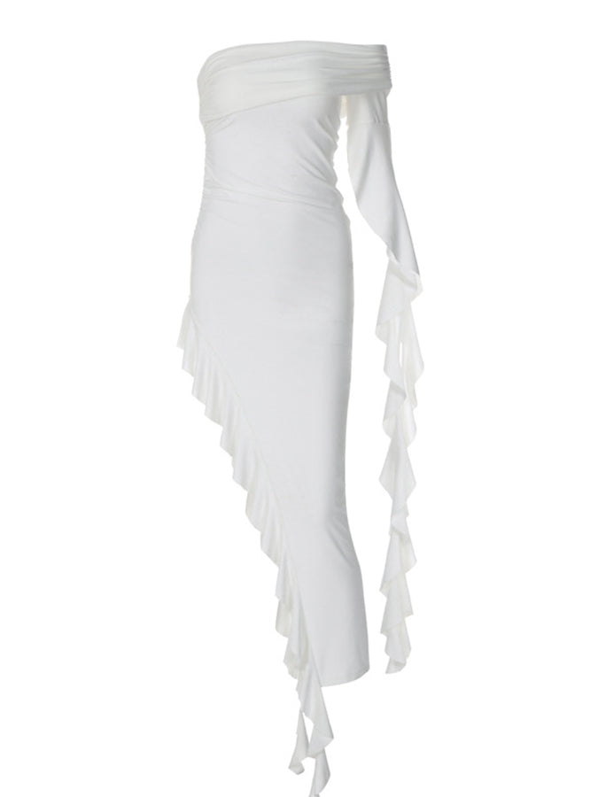 Off Shoulder Ruffle Maxi Dress