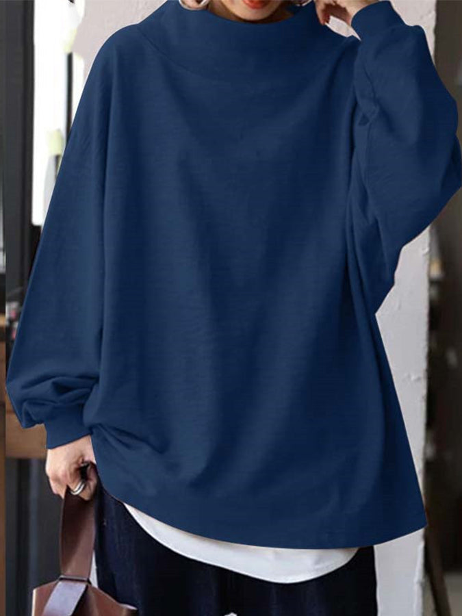 Long Sleeves Turtle Neck Sweatshirt