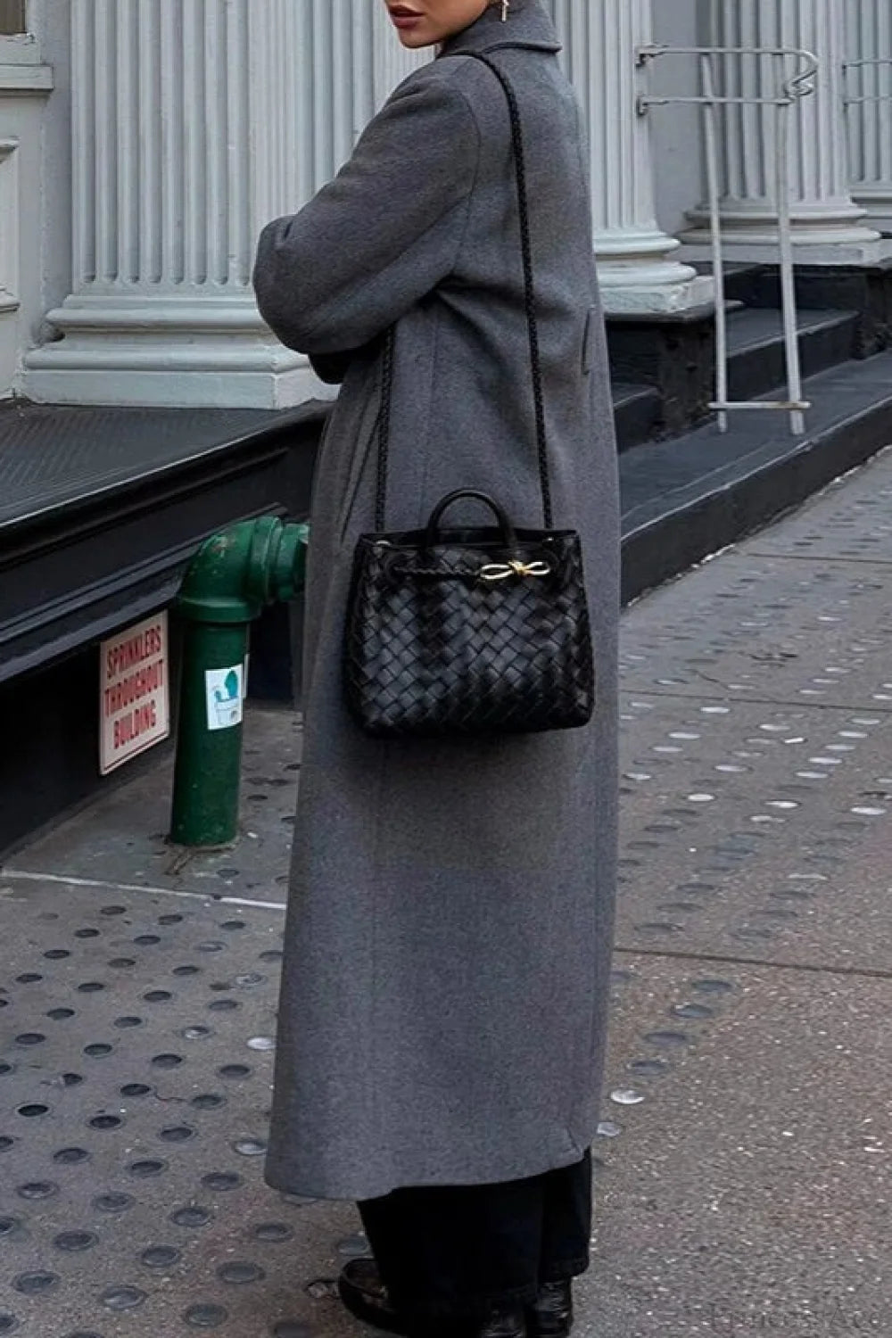 Wool Blend Notched Collar Oversized Overcoat