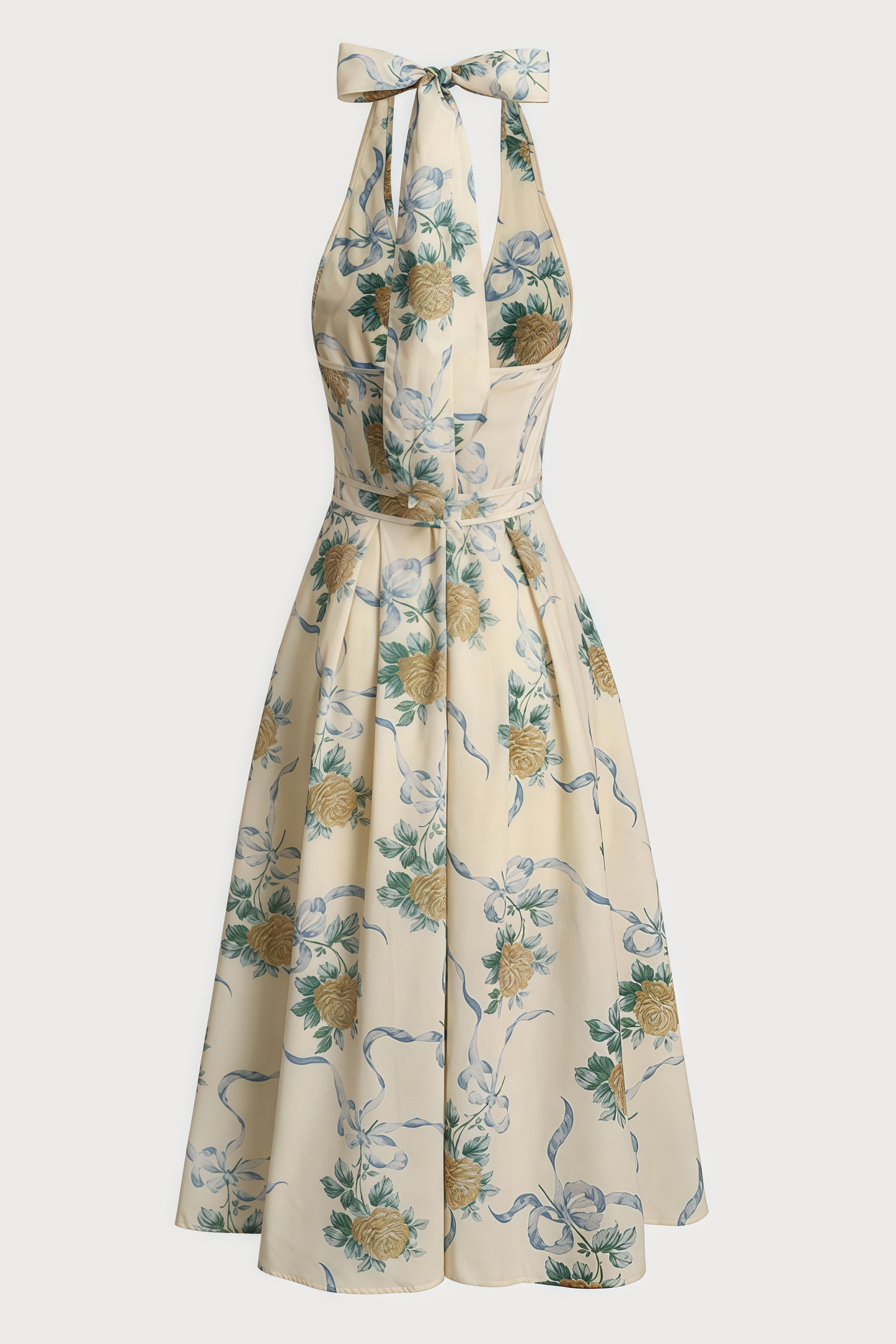 Mabel Print Deep V Neck Midi Dress