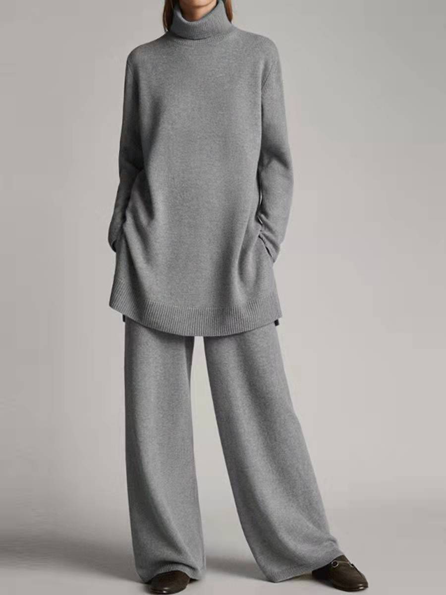 Long Sleeves Knitted Top and Pants Two Pieces Sets