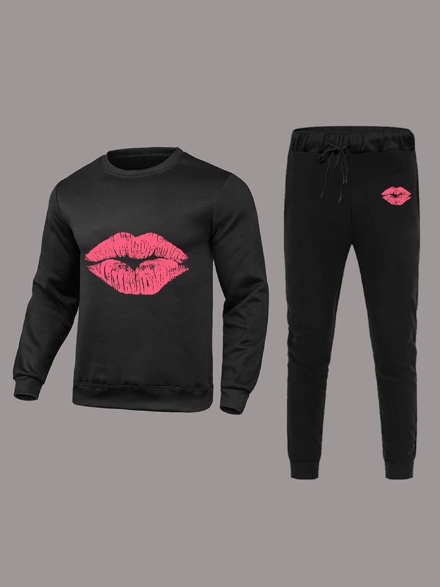Basics Print Regular Two-piece Pants Set Bo5078