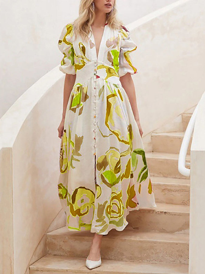 Slim Hem Printed Long Dress