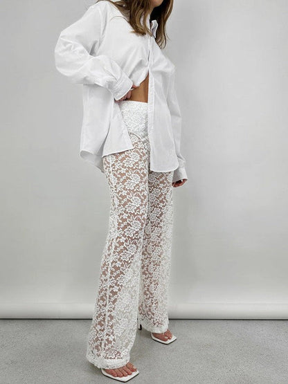 Lace See Through High Waist Pants