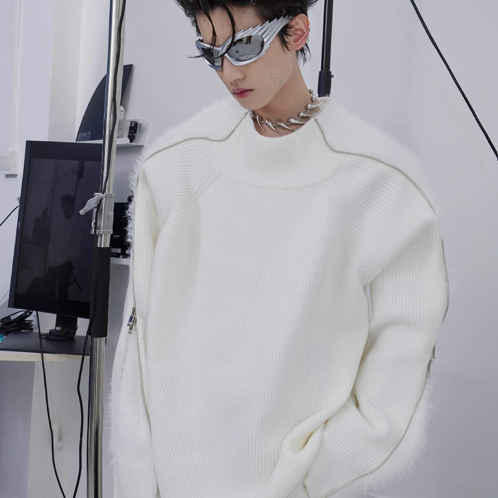 Zip-up Mohair Sweater