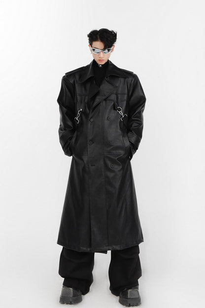 Layered Vegan Leather Coat