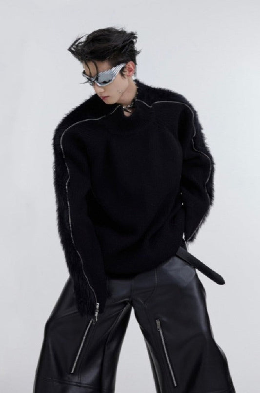Zip-up Mohair Sweater