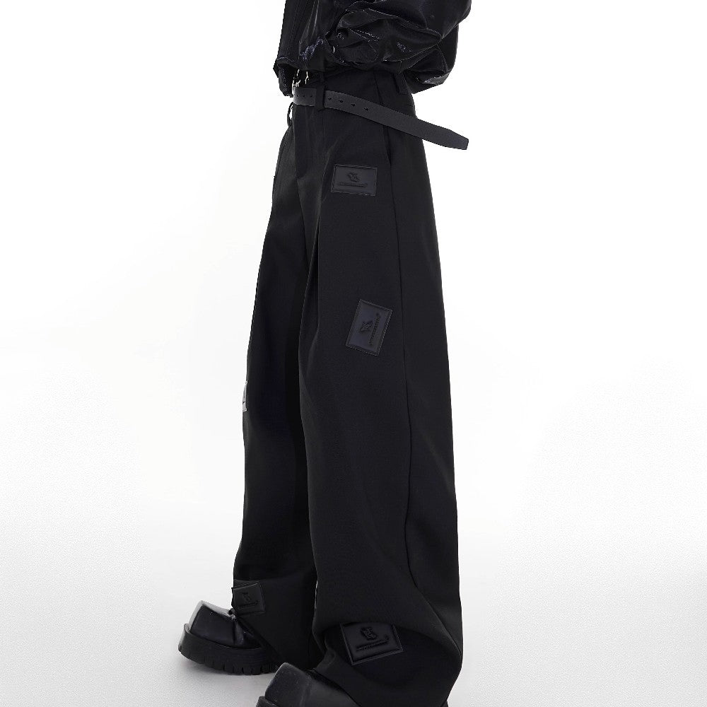 Stitched Vegan Leather Logo Pants