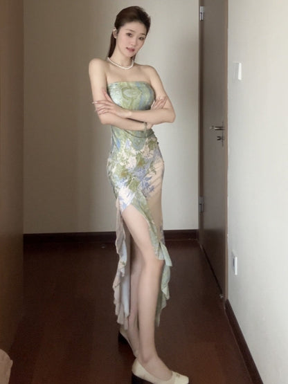 Green Encounter Off-shoulder Maxi Dress
