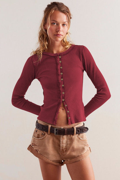 Color Ribbed Cardigan