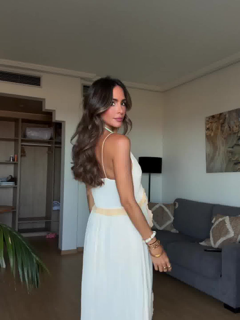 Spaghetti Strap Camisole Tie-up Backless Maxi Dress