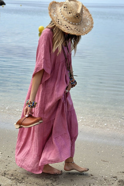 Mira V-neck Paneled Maxi Dress