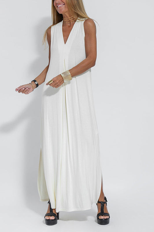 Is Eternal Knit Color Sleeveless Slit Maxi Dress