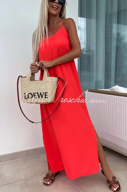 Color Resort Style Spaghetti Strap Backless Maxi Dress