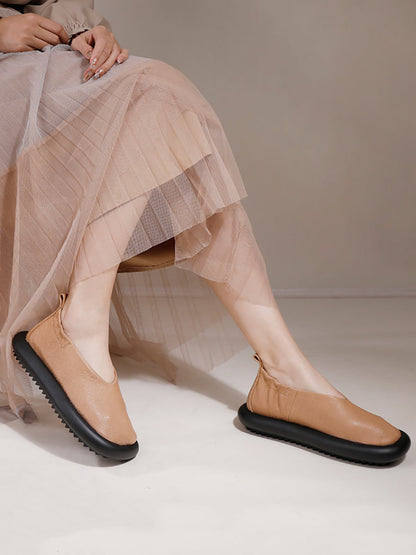 Summer Genuine Leather Flat Shoes Qw1042