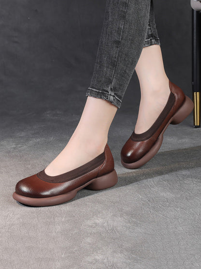 Summer Genuine Leather Low Heel Shoes Fd016