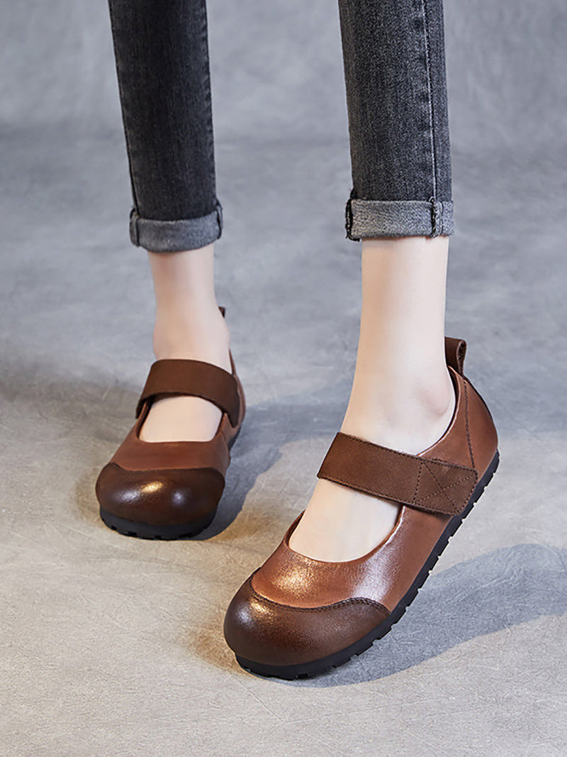 Summer Soft Leather Flat Shoes Qw1020