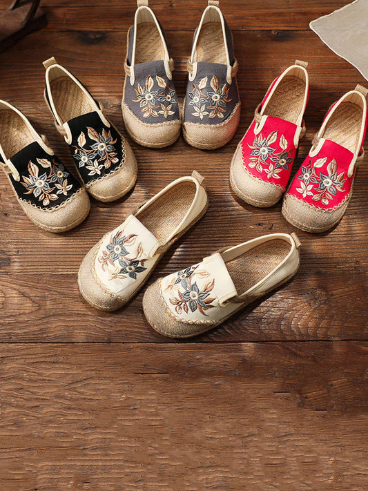 Flower Embroidery Linen Cotton Flat Shoes Ah1062