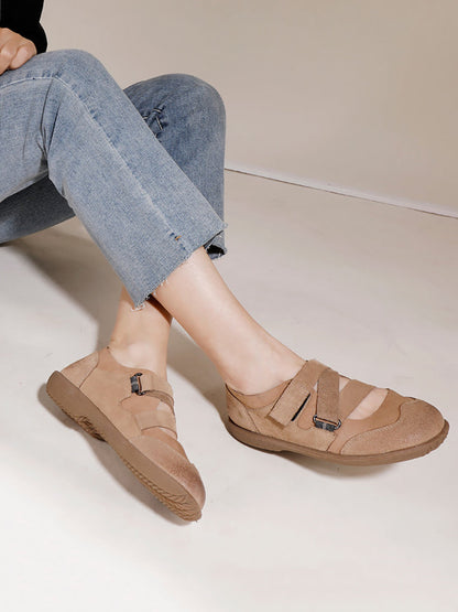 Summer Leather Spliced Low Heel Shoes Aa1047
