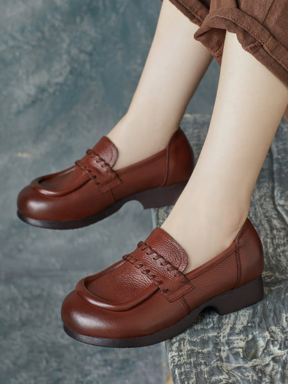 Genuine Leather Low Heel Shoes Ba1055